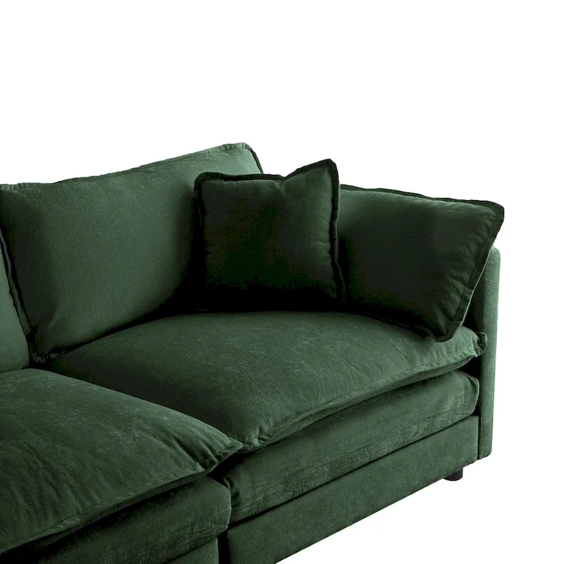 4-Piece Modular Chenille Upholstered Sleeper Sectional Sofa Bed with Ottoman