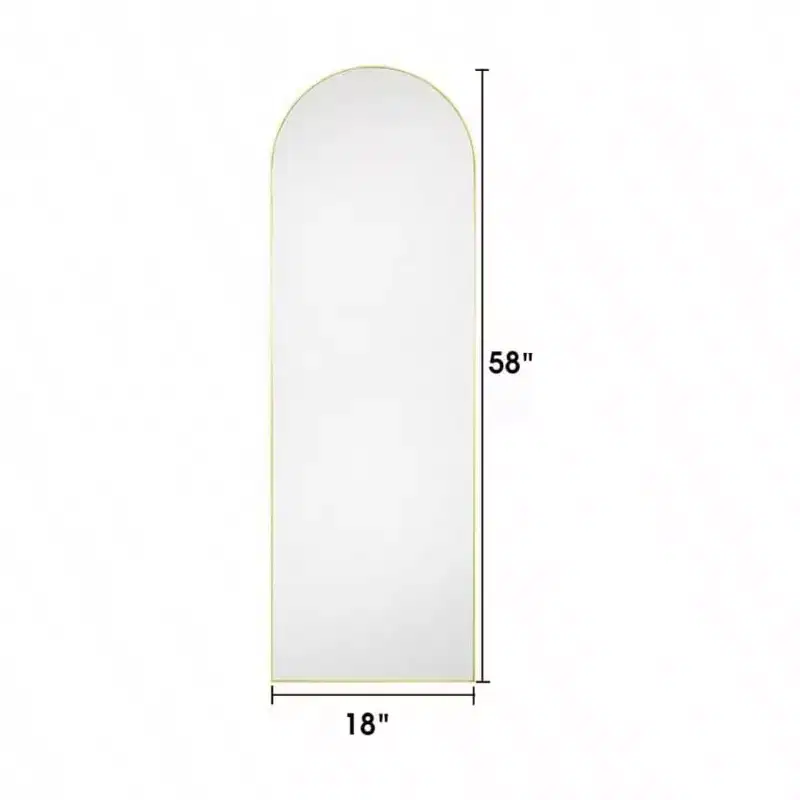 Arched Full Length Mirror 58 Inch 18 Inch Aluminum Frame Gold Wall Mounted Standing Mirror for Living Room Bedroom Hallway