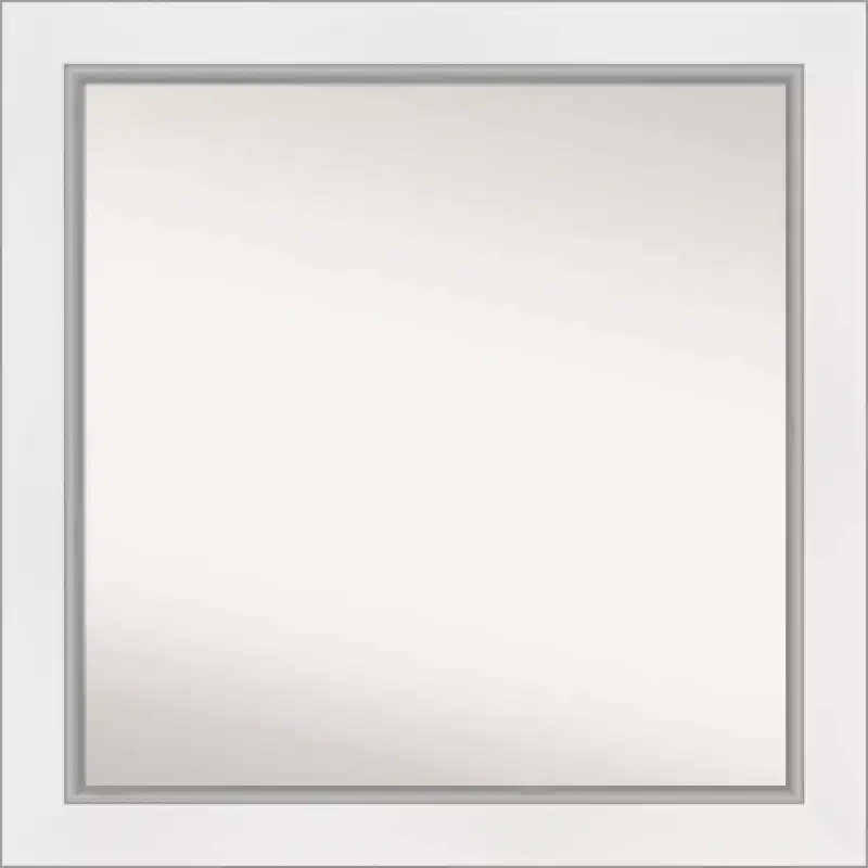 32" x 32" Eva White Silver Framed Square Mirror for Bathroom - Amanti Art: Includes Mounting Hardware, Polystyrene Frame