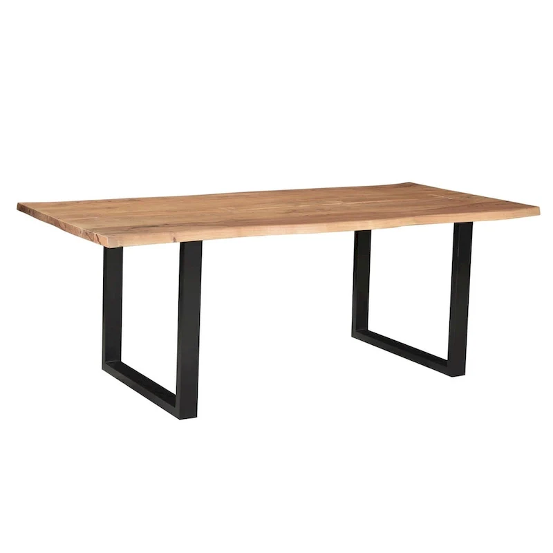Dark Walnut Acacia Live Edge Dining Table, Rustic Style, Seats 4–8