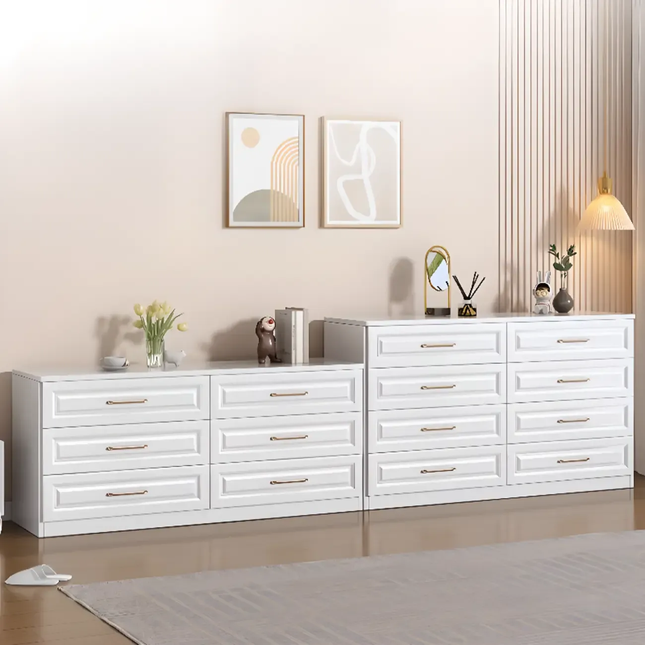 Modern Wood Gloss Surface Double Dresser for Bedroom