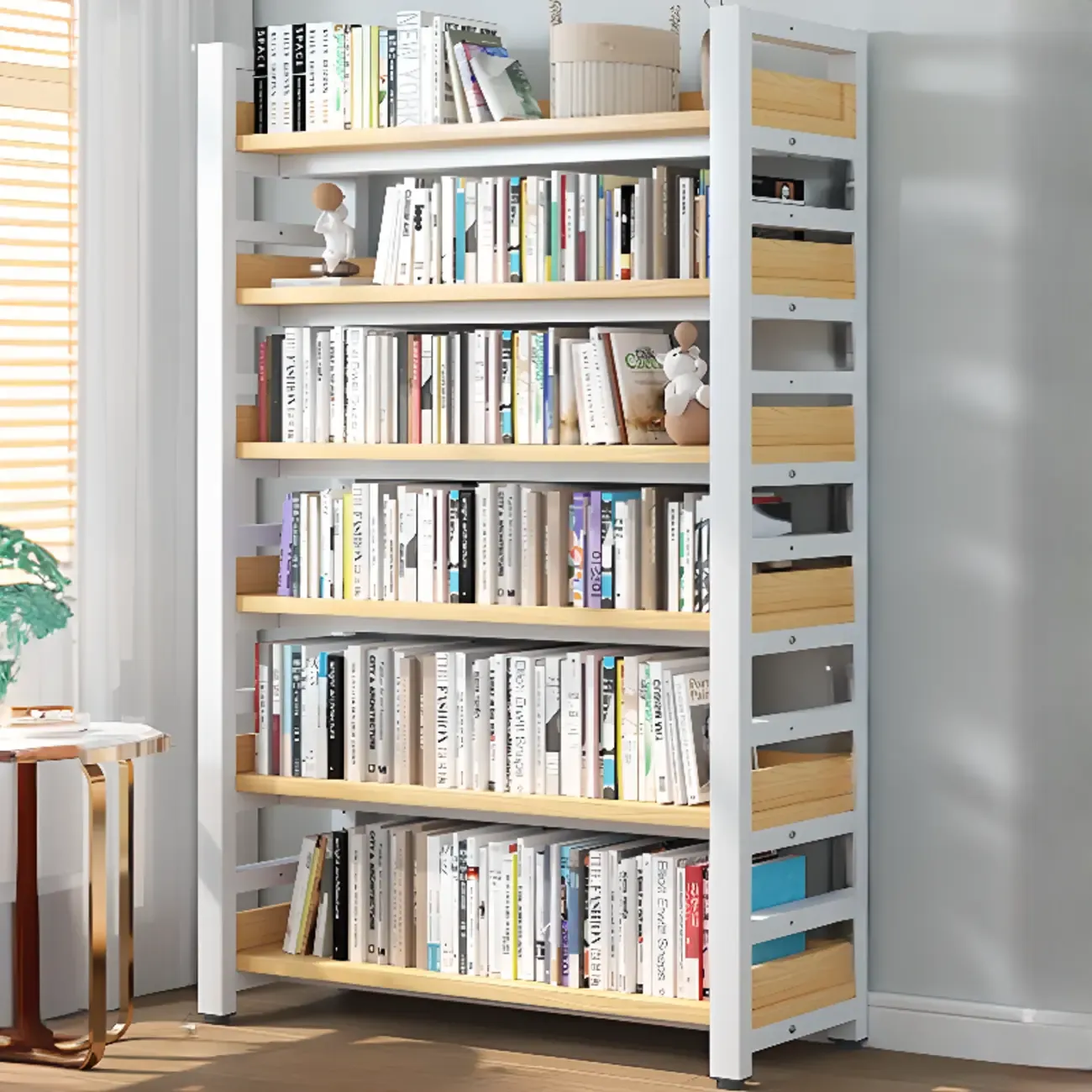 Modish Multi-Layer Open Back Wooden Tall Bookshelves