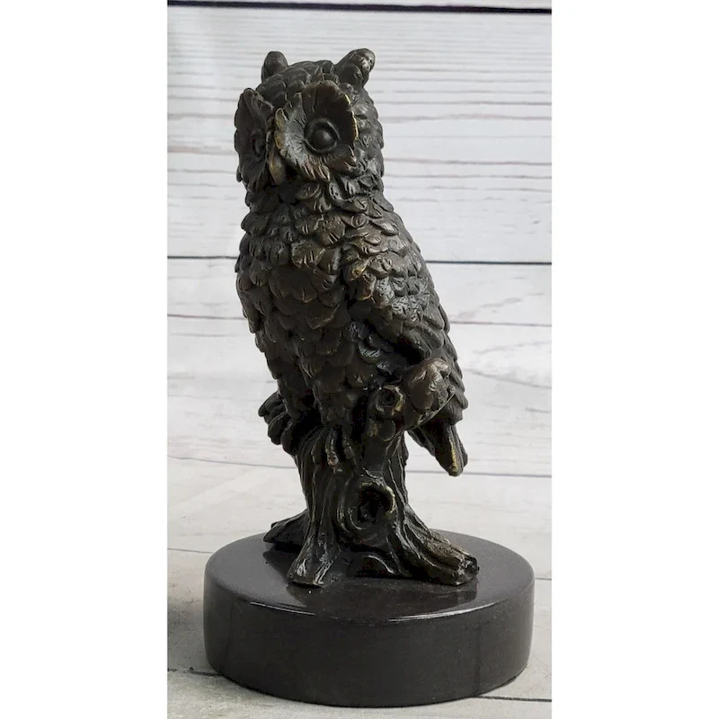 Hand Made Original Artwork By Milo Vintage Look Owl Art Deco Bronze Sculpture