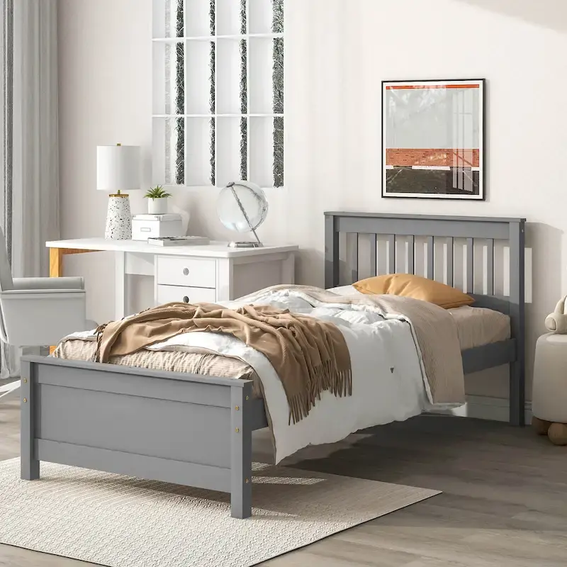 Twin Bed with Headboard and Footboard With a Nightstand