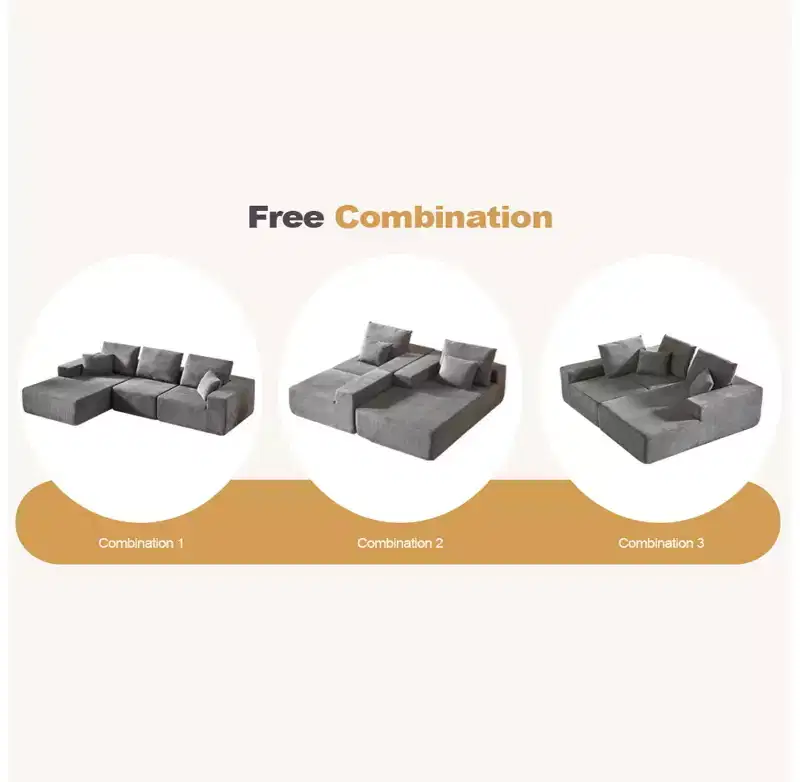 Whisen Modular Sectional Sofa with Chaise, L Shaped Cloud Couch, No Assembly Required