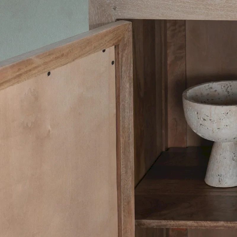 Classic Home Jensen Mango Wood and Cane Weave Buffet Sideboard