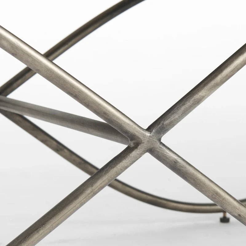 Gray Fabric Upholstered Bench with Gold Metal Legs