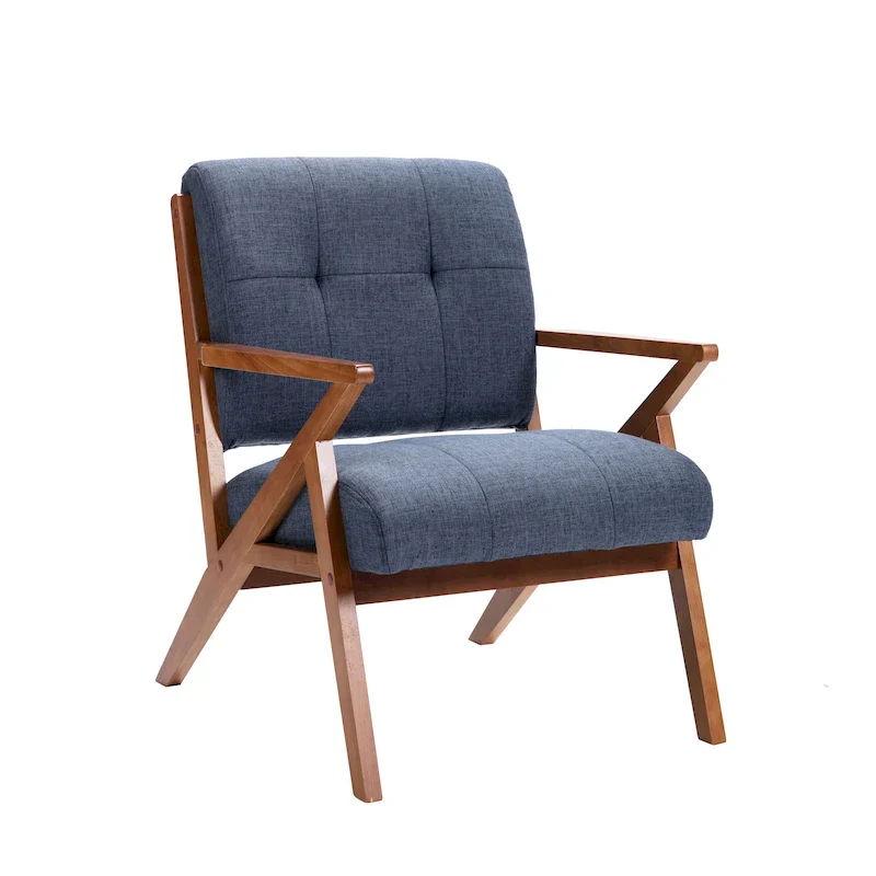 Porthos Home Earla Tufted Fabric Accent Chair with Wooden Legs and Armrests