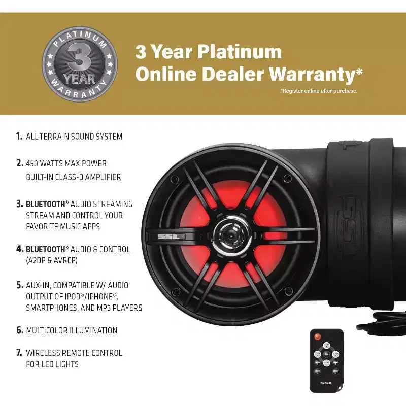 Soundstorm 6.5 450W Bluetooth ATV Outdoor Speaker System, Certified Refurbished
