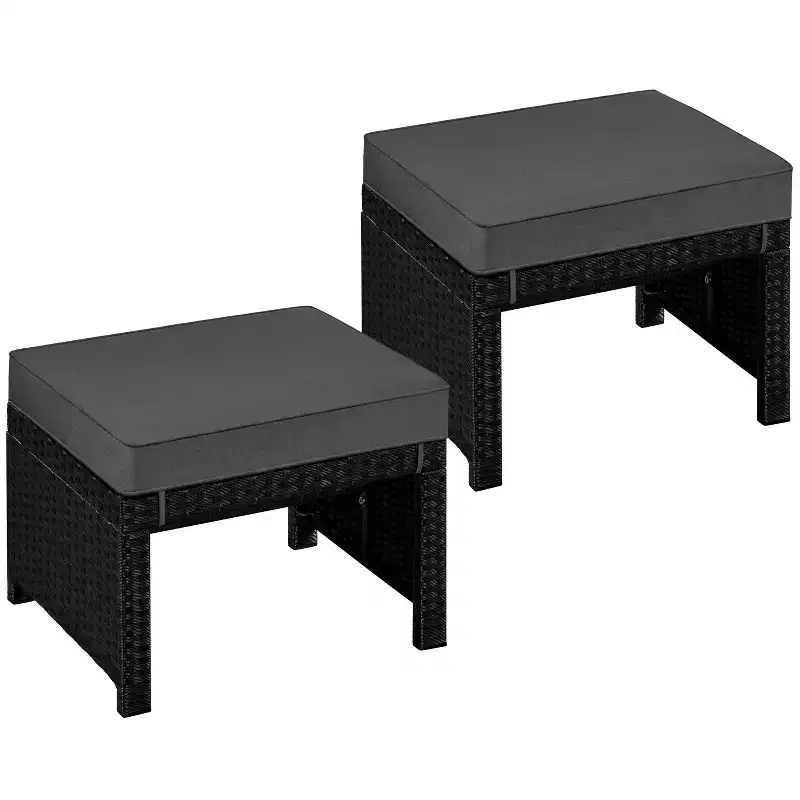 Yaheetech 2PCS Wicker Ottomans for Patio, Backyard