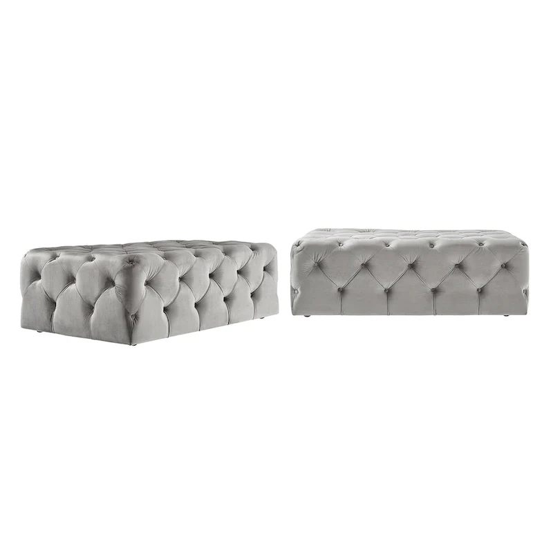 Rectangular Tufted Ottoman with Casters