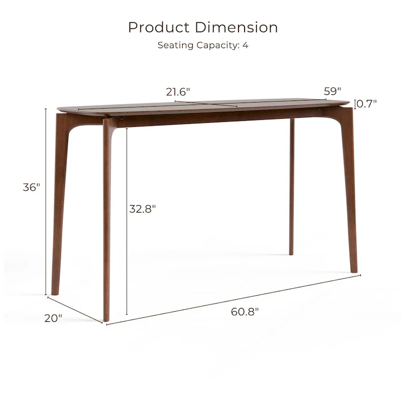 Mid-century Walnut Wood Counter Height Table