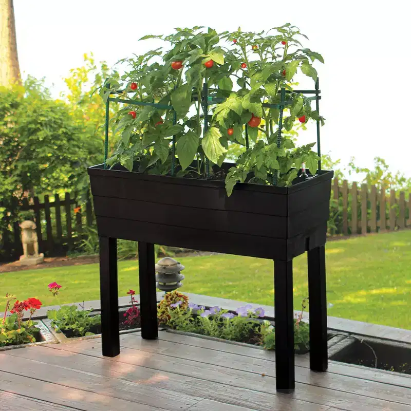 Emsco 10pc Rectangular Resin Outdoor Planter Boxes Charcoal Gray 13.25"x33"x28.75"