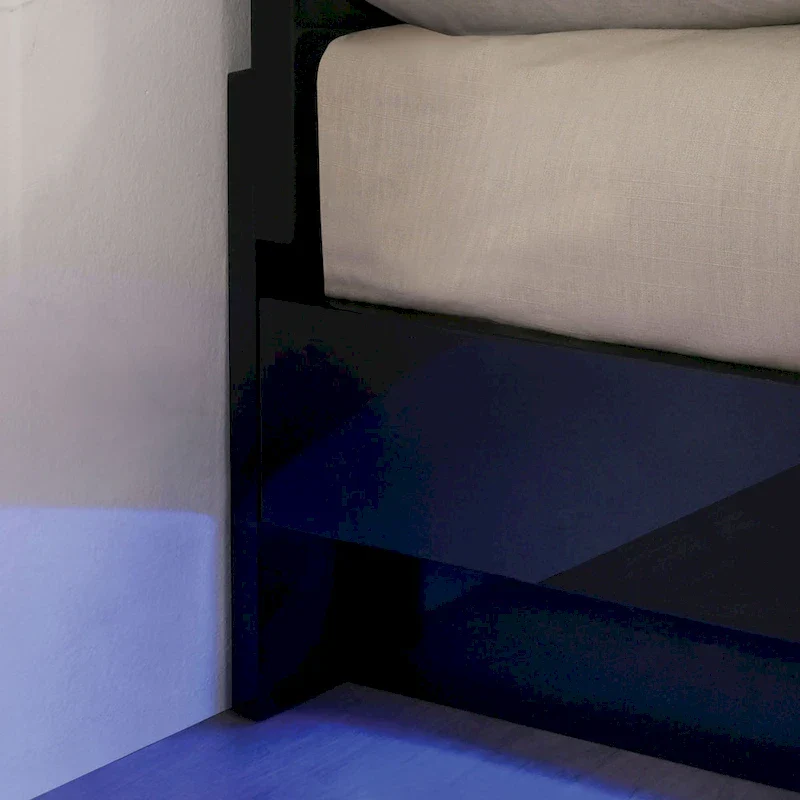 Contemporary Black LED Platform Bed