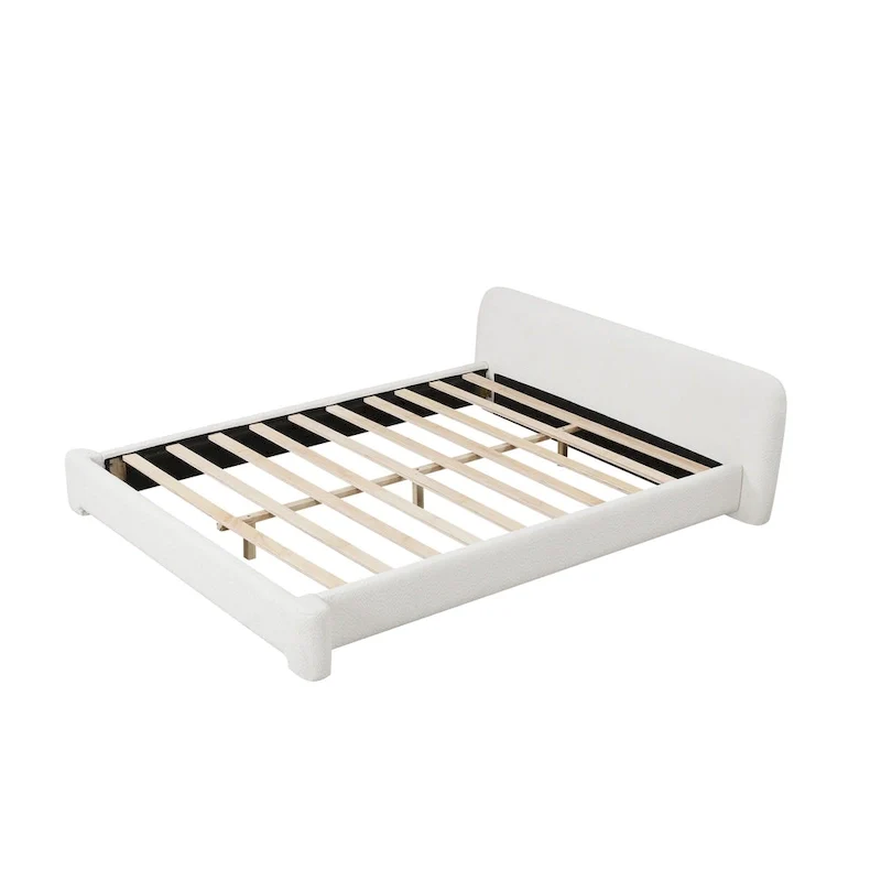 Full Size Upholstered Bed Frame Modern Platform Bed with Wingback Headboard for Guest Room, No Box Spring Needed