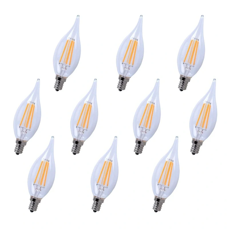Led e12 candelabra, 3000k, 300, cri80, es, ul/cul, 4w, 40w equivalent, 15000hrs, lm300, dimmable, input voltage 120v 10 pack