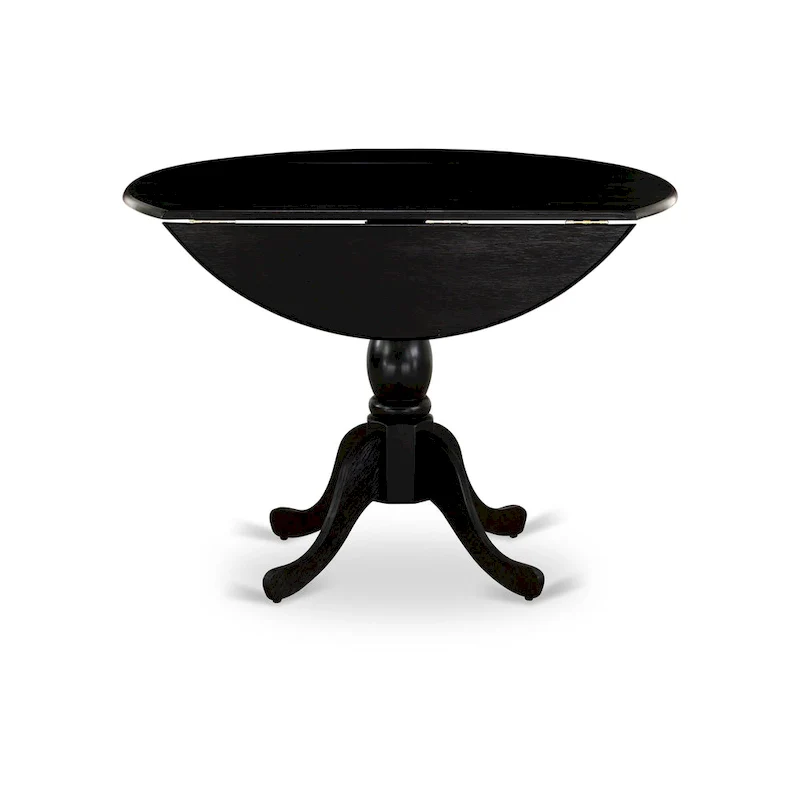 East West Furniture Dublin Modern Kitchen Table - a Round Dining Table Top with Dropleaf & Pedestal Base, (Finish Option)