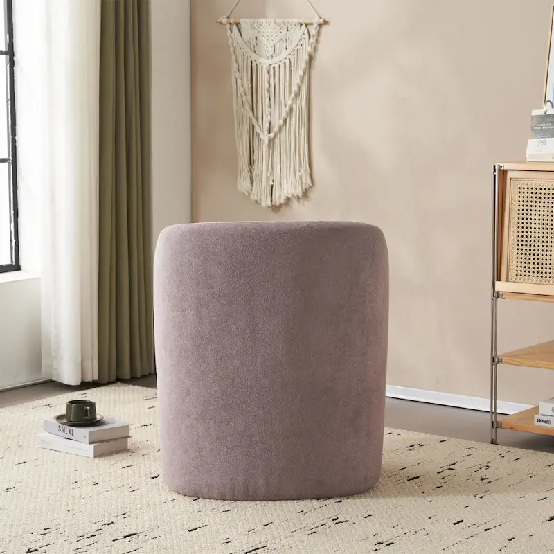 '- Eliana Modern Teddy Fabric Accent Chair with Curved Backrest and Legs