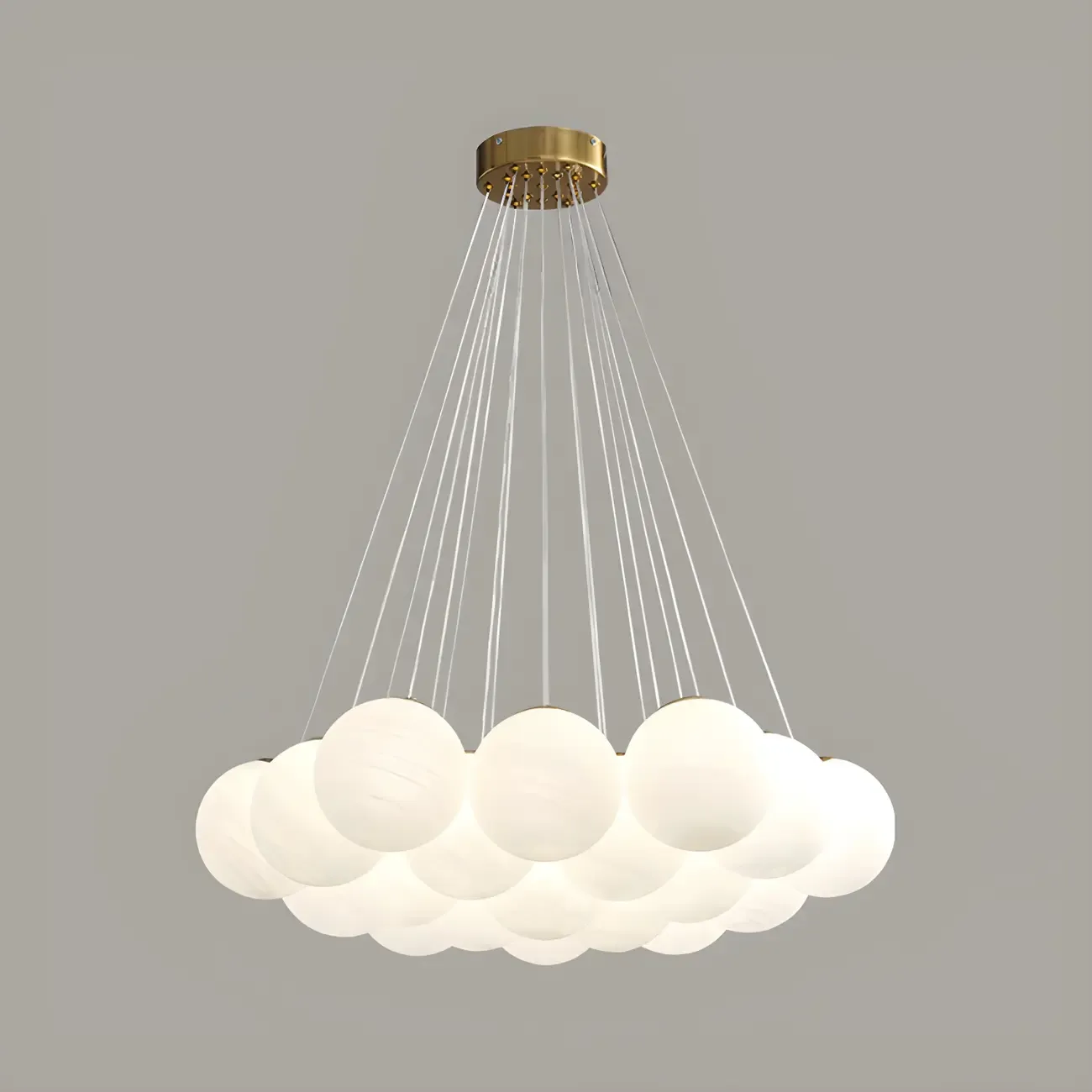 Adjustable White Glass Cluster Sphere Chandelier Modern Elegant