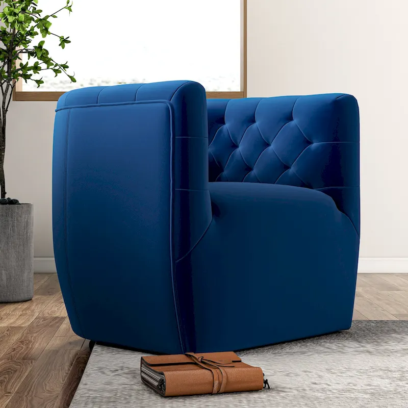 Mid-Century Modern Velvet Swivel Accent Chair | 360° Swivel, Padded Seat, Living Room