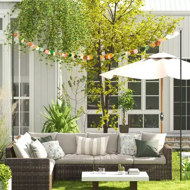 2/4Pack of 10' String Light Poles, Steel Hanging Lighting Stand for Patio, Backyard, Deck, Wedding, Party, Black