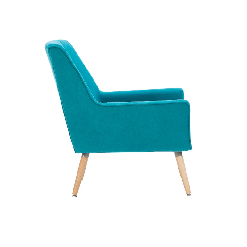 Bright Blue Button Tufted Accent Chair with Blonde Legs