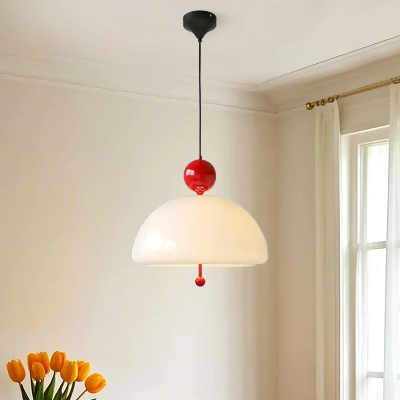 Minimalist 3-Light Dome Glass Chandelier for Dining Room