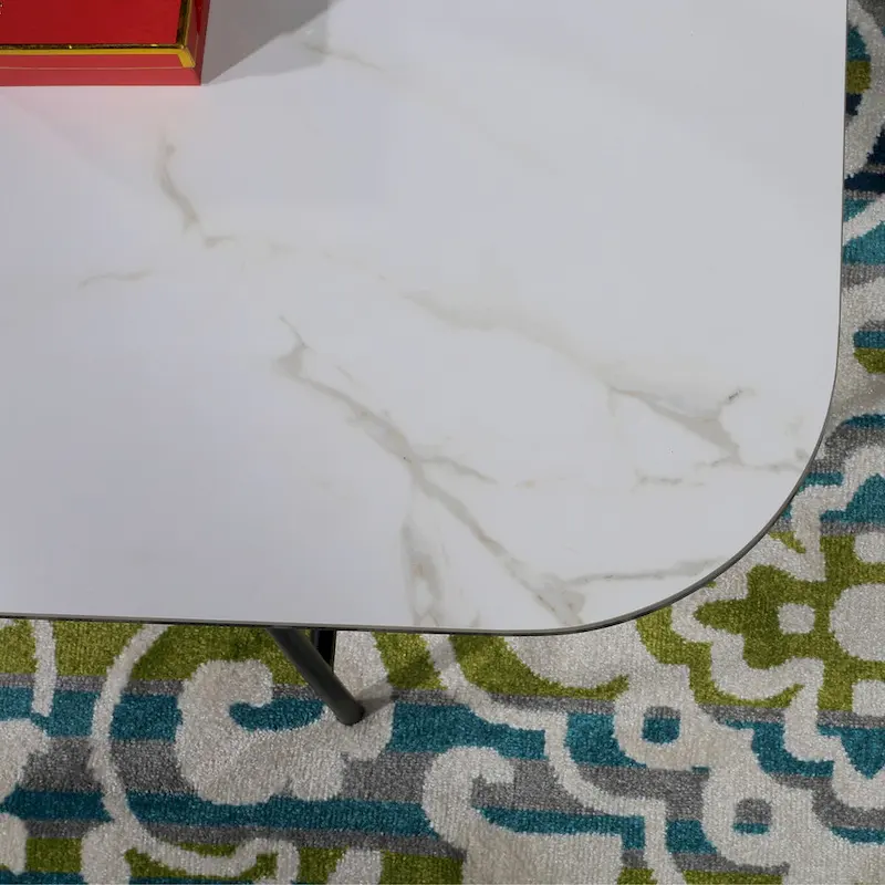 Lotus 3 Pieces White Ceramic Top Coffee Table Set - 15.75*47*23 inches