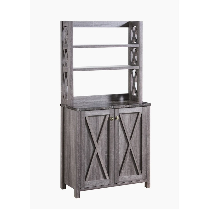 Figg Rustic Wood Multi-shelf Microwave Cabinet by Furniture of America