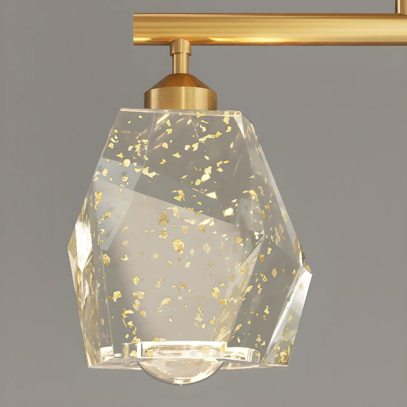 Geometric Gold Crystal Down Island Pendant Light