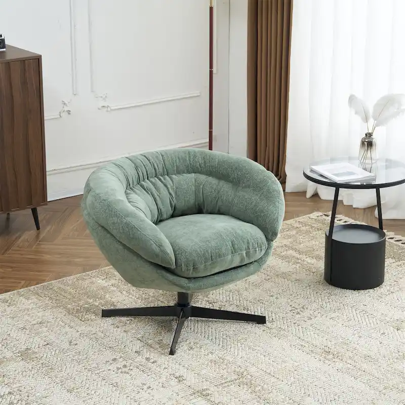 Chenille Upholstered Swivel Club Chair