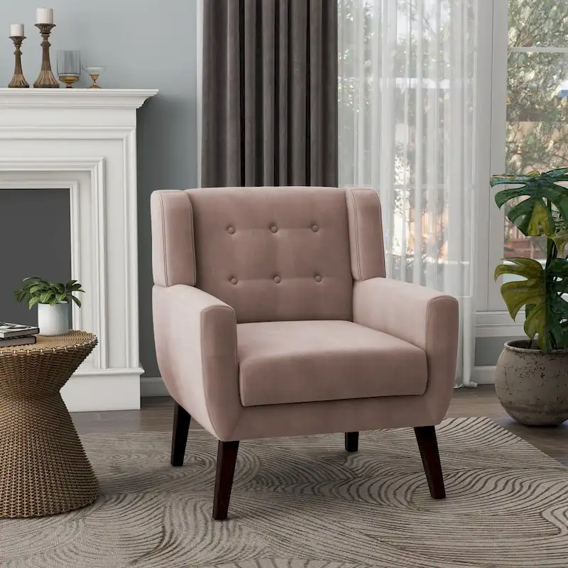 Velvet Upholstered Armchair Tufted Accent Chair