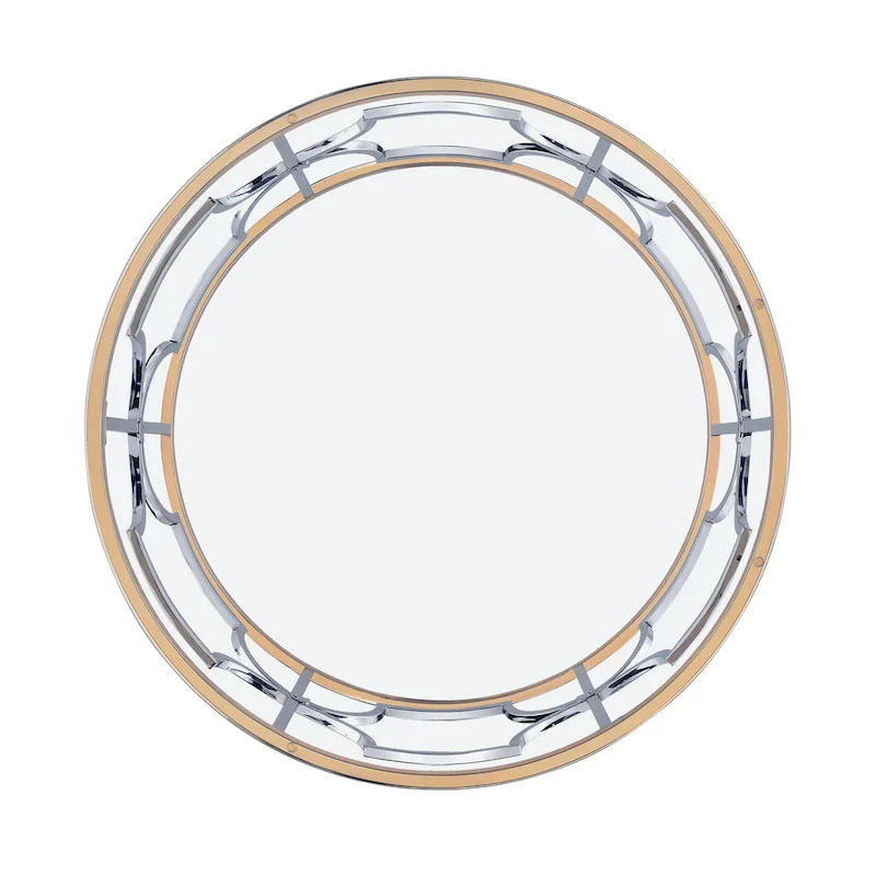 Modern Style Chrome and Gold Round Open Coffee Table