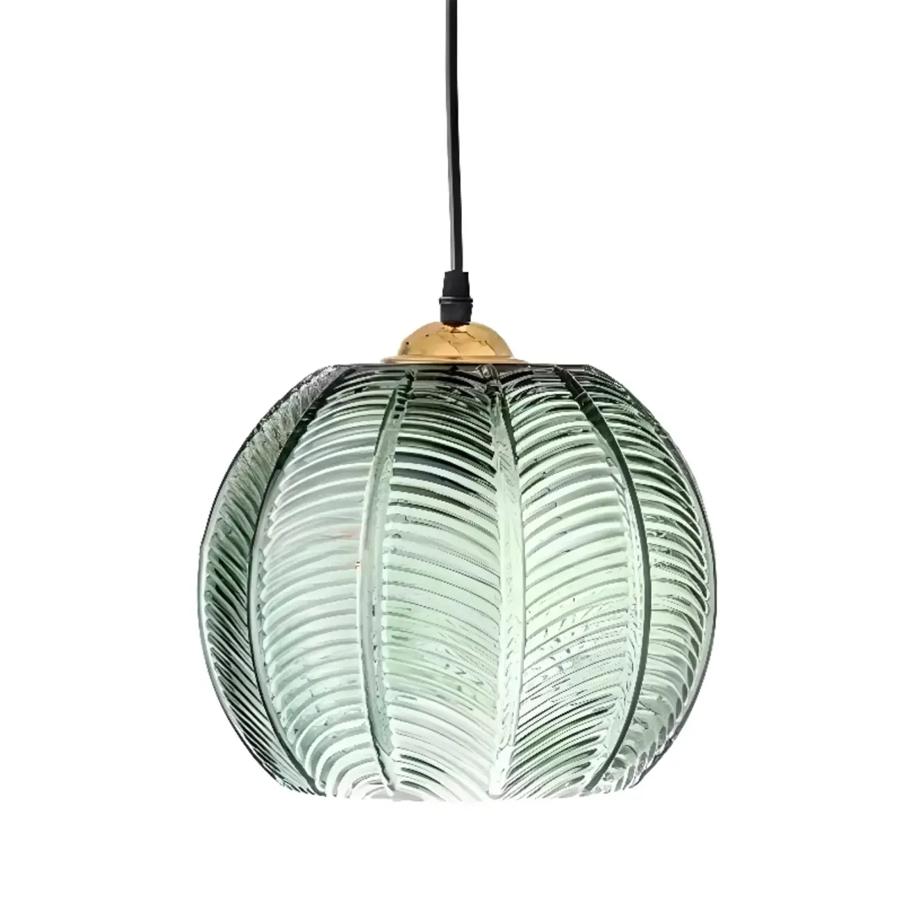 Modern Green Glass Leaf-Inspired Globe Pendant Light