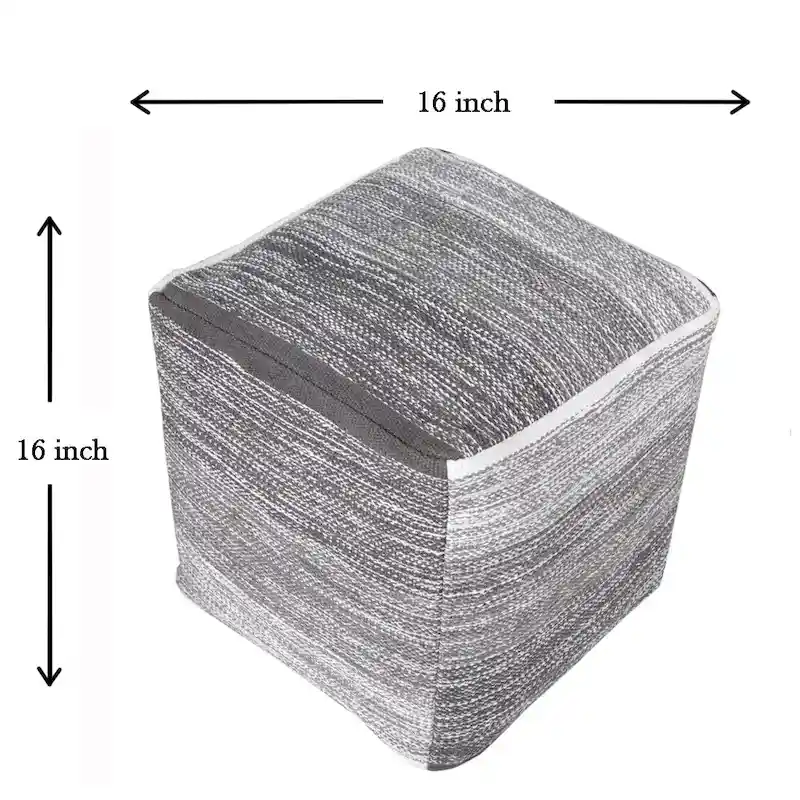 Sevita Distressed Gradation Grey Pouf Ottoman