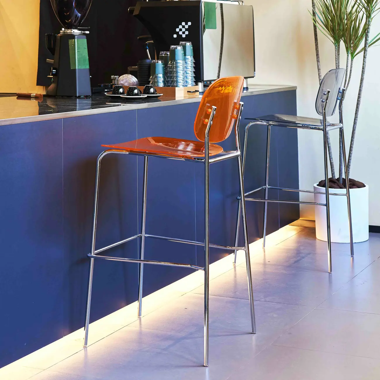 Scandinavian Square Seat Counter Height Acrylic Bar Stools