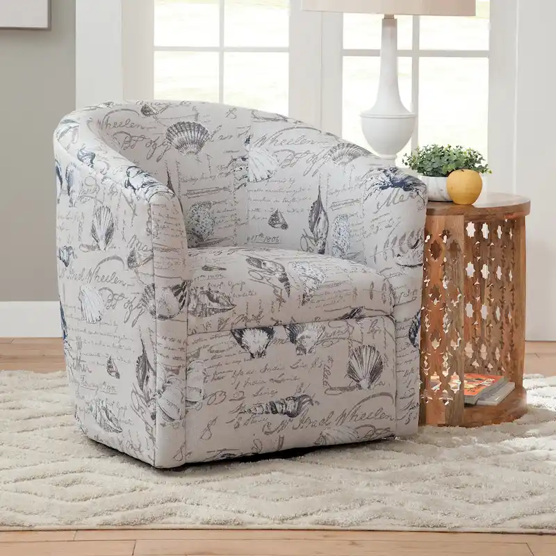 Coastal Swivel Barrel Chair
