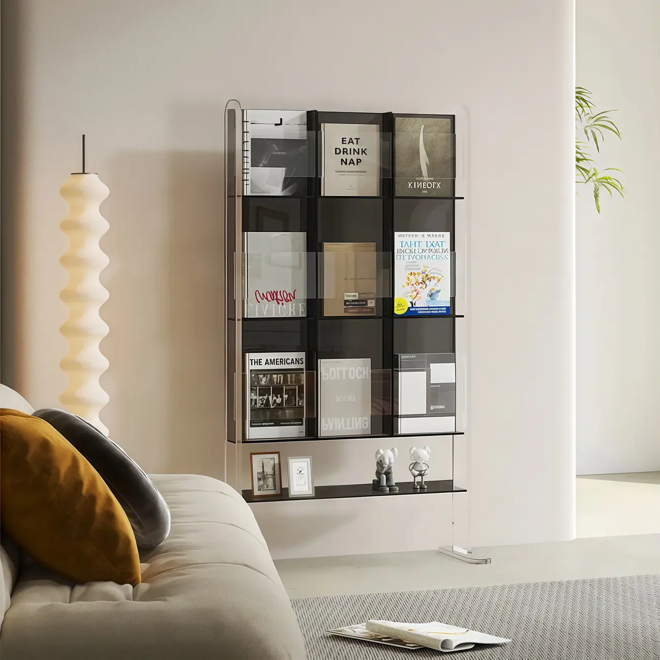 Vertical Acrylic 4-Shelf Closed Back Display Bookcase