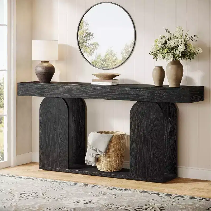Lantine 70.9-Inch Extra Long Sofa Table, 2-Tier Wood Table Behind Couch for Living Room