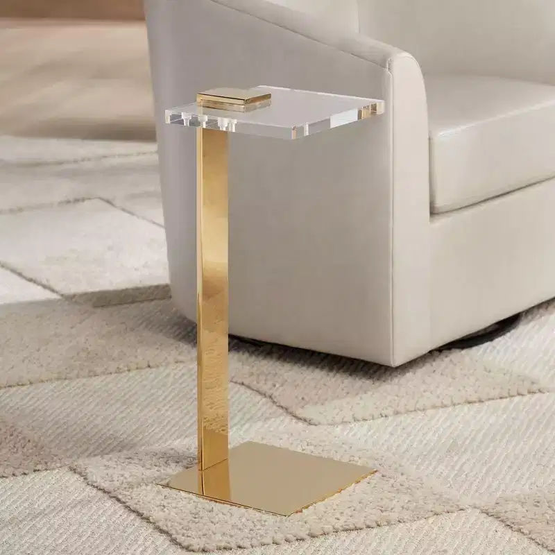 55 Downing Street Hanna 10 Wide Gold and Acrylic Square Side Table