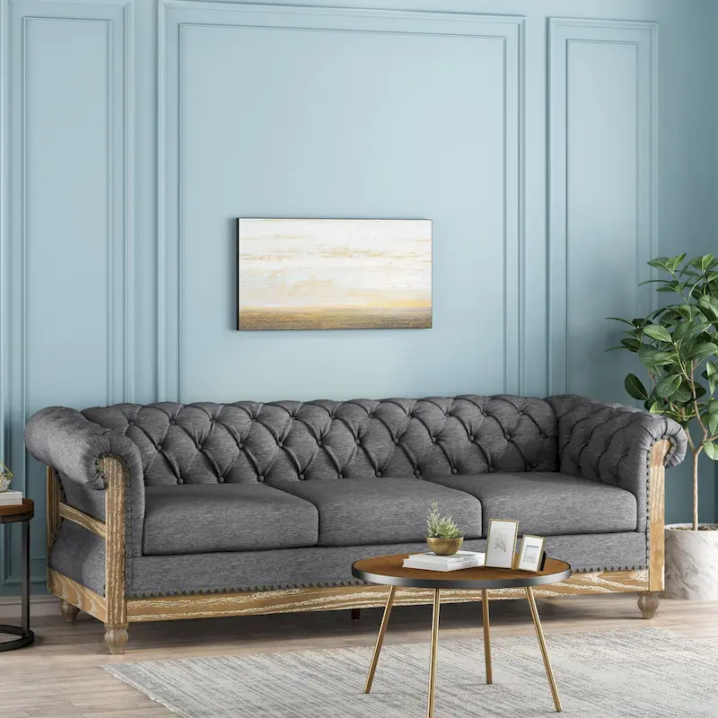 Saragus Chesterfield Sofa with Nailhead Trim - 85.50 L x 33.25 W x 28.50 H