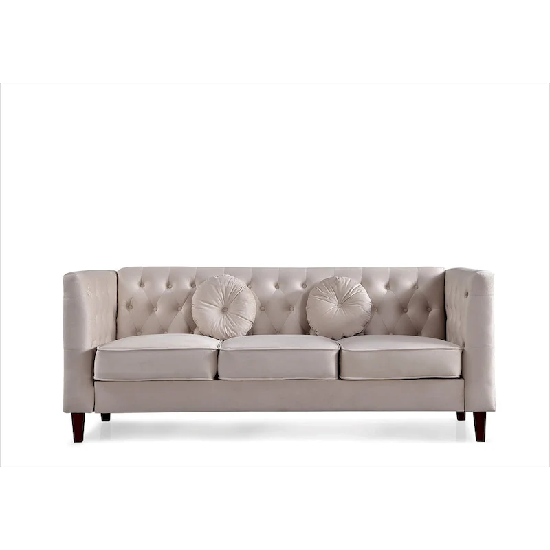 US PRIDE FURNITURE Velvet Classic Chesterfield Sofa with Wood legs