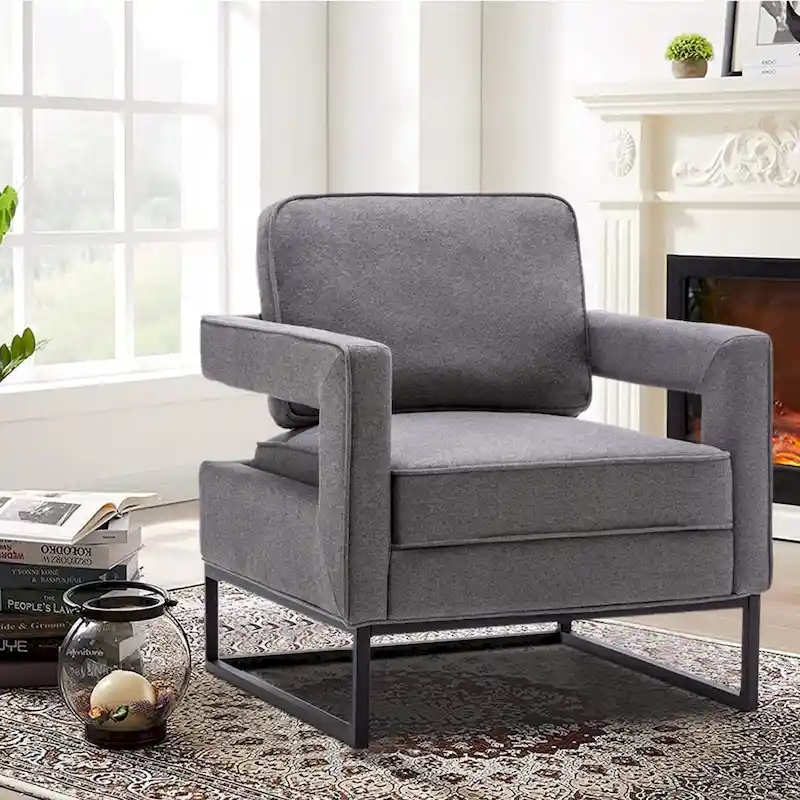 Modern Arm Accent Chair, Mid Century Living Room Chair Upholstered Lounge Chair