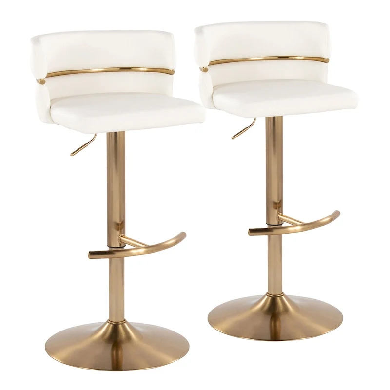 Adjustable Bar Stools with Rounded T Footrest Set of 2