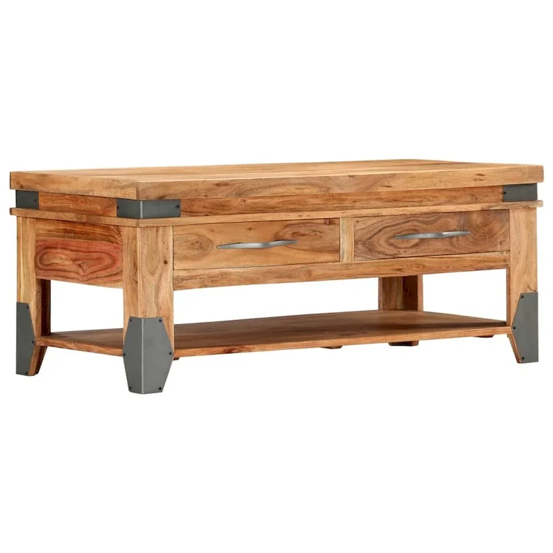 vidaXL Coffee Table 43.3x20.5x17.7 Solid Acacia Wood - 43.3 x 20.5 x 17.7