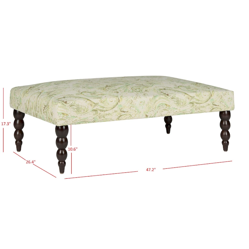 SAFAVIEH Alina Green Paisley Printed Bench - 0 - 47 W x 26 D x 16 H - 47Wx26Dx16H