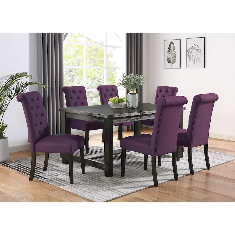 Roundhill Furniture Leviton Antique Black Finished Wood 7-piece Dining Set
