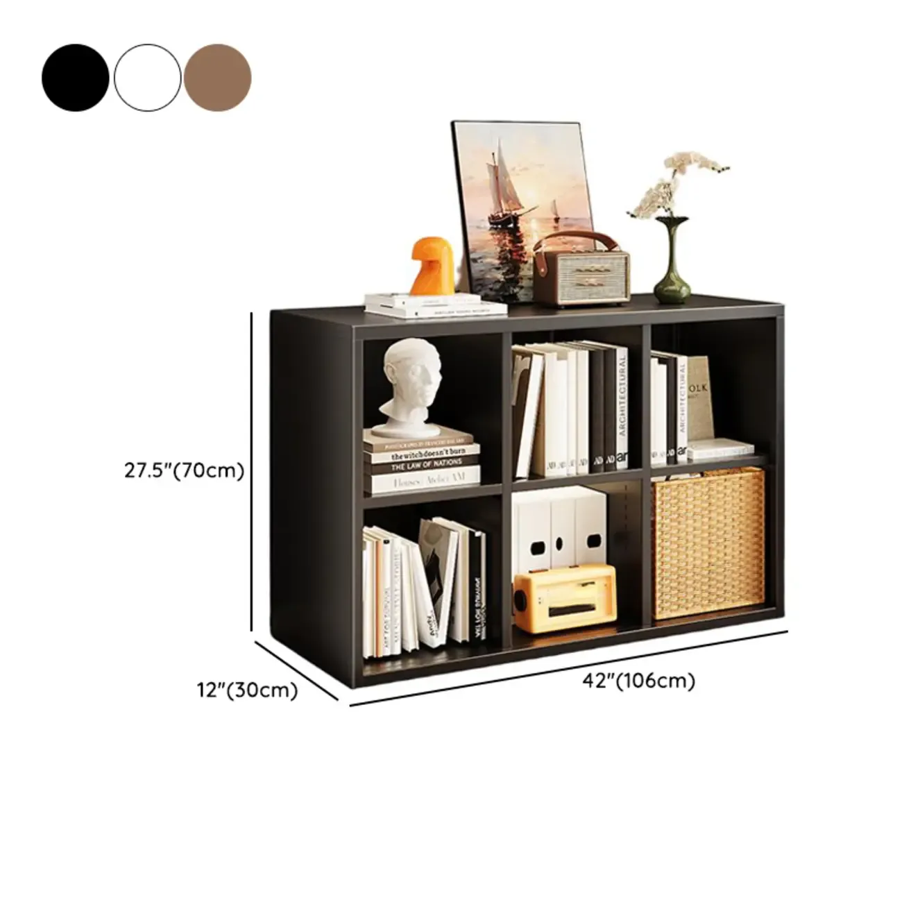 Modern Steel Cube Bookcase with Fabric Bins