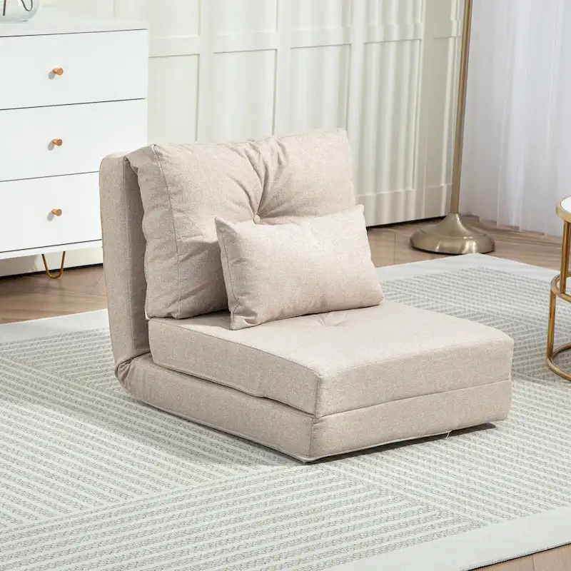 HOMCOM Convertible Flip Folding Upholstered Chair, Floor Lazy Sofa Bed