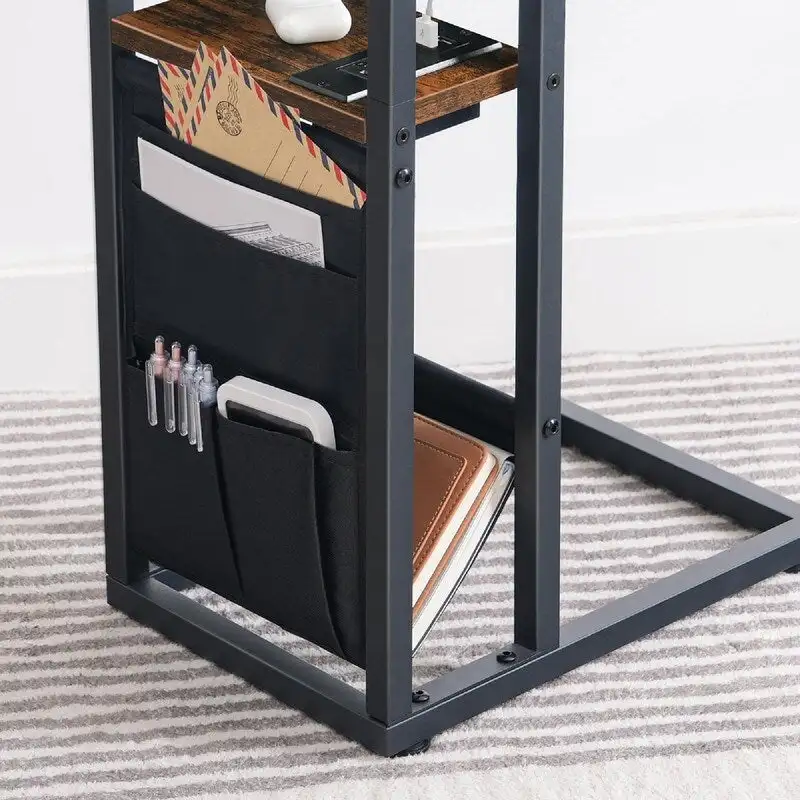 C Shaped Side Table with Charging Station - 20.5D x 15.4W x 24H